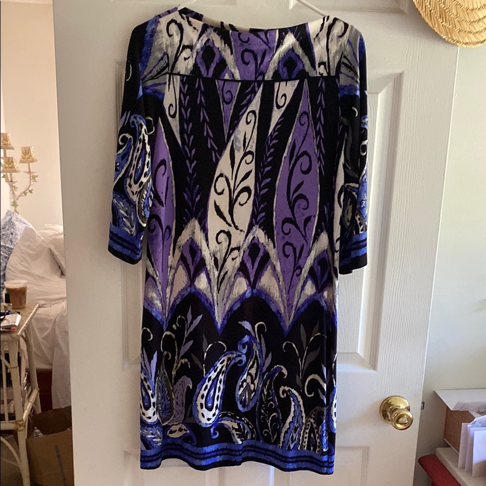 Elegant Purple and Black Patterned Dress